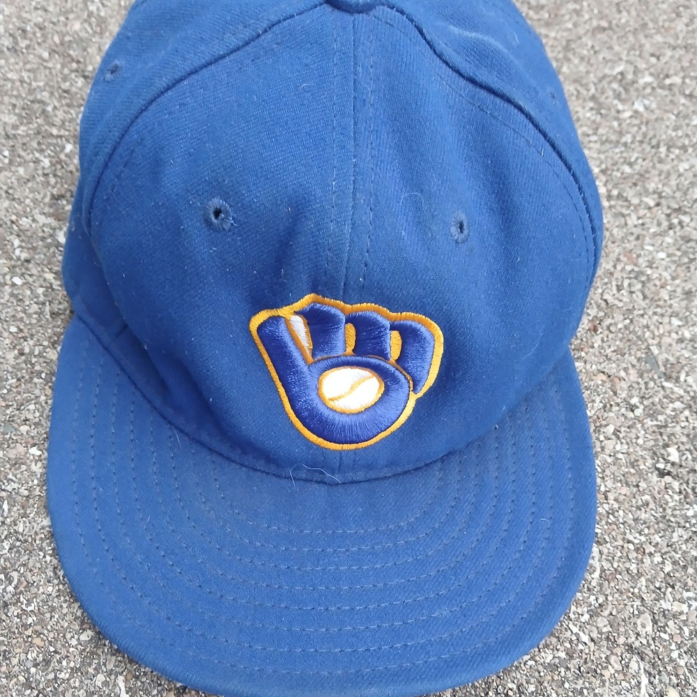 Milwaukee Brewers Hat Cap Fitted Mens 7 3/8 Blue MLB Baseball 59FIFTY New Era